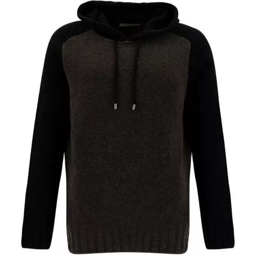 Black And Grey Hooded Bi-Color Sweater In Wool Ble - Größe 50 - black - La Fileria - Modalova