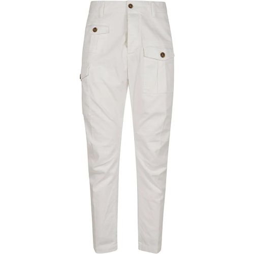 Tapered White Cargo Trousers - Größe 46 - Dsquared2 - Modalova