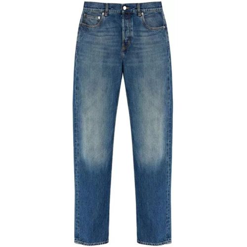 Blue Logo-Print Straight-Leg Denim Pants - Größe 50 - blue - alexander mcqueen - Modalova