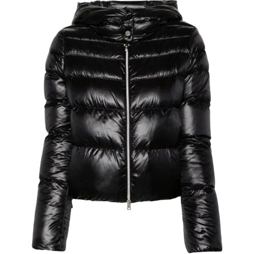 Black Cropped Bomber Jacket - Größe 40 - Herno - Modalova