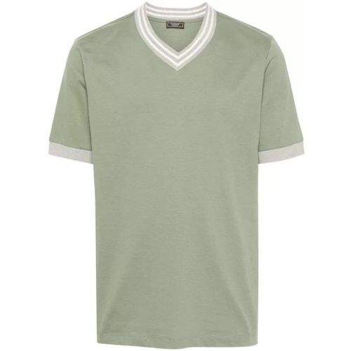 Green V-Neck Cotton T-Shirt - Größe 56 - green - PESERICO - Modalova