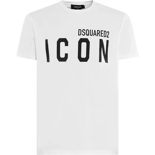 Heren ICON Large T-Shirt Wit - Größe L - Dsquared2 - Modalova