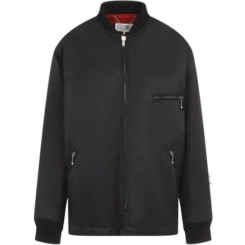 Black Stand-Up Ribbed Collar Jacket - Größe 38 - MM6 Maison Margiela - Modalova