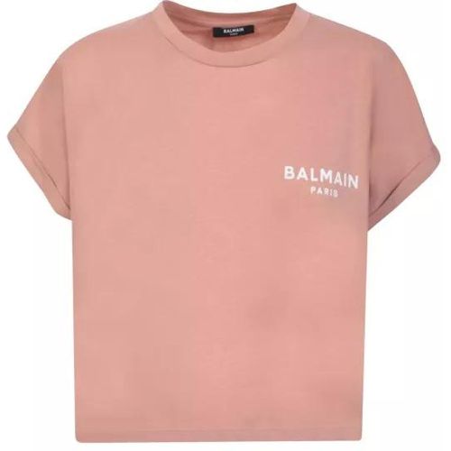 Pink Contrasting Logo Crop T-Shirt - Größe M - pink - Balmain - Modalova