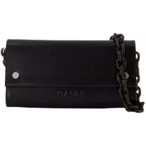 Portemonnaie - Banner Envelope Wallet On Chain - Leather - Black - Gr. unisize - in - für Damen - Ganni - Modalova