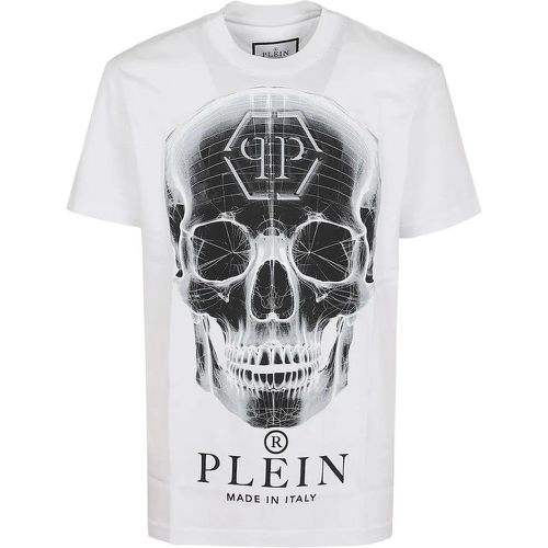 Skull Graphic Round Neck Short Sleeve T-Shirt - Größe L - Philipp Plein - Modalova