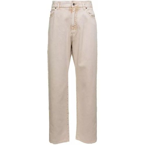 Cream Whie Wide-Leg Jeans With Logo Plaque In Cott - Größe 52 - multi - Dolce&Gabbana - Modalova