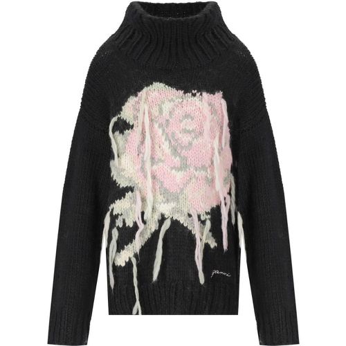 ROSE SCHWARZER PULLOVER MIT HOHEM KRAGEN - Größe M - Ganni - Modalova