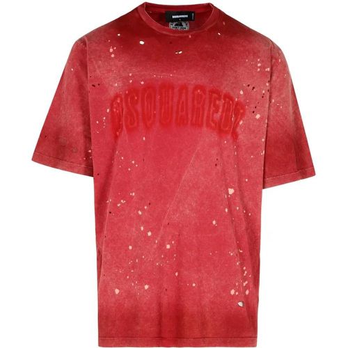 Red Cotton T-Shirt - Größe L - Dsquared2 - Modalova