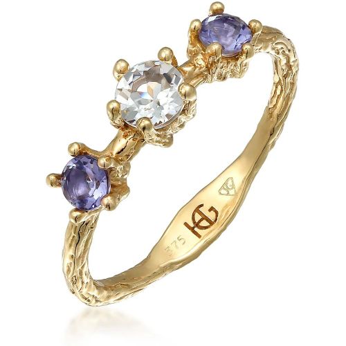 Ring - Ring Topas Lolite Edelstein Klassik 375 Gelbgold - Gr. 52 MM - in - für Damen - Haze & Glory - Modalova