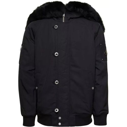Black Zipped All The Way Jacket With Logo Patch In - Größe S - black - Moose Knuckles - Modalova