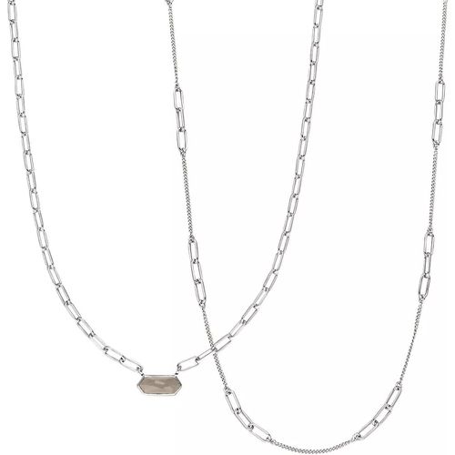 Halskette - Necklace Set Cube, silver rhodium plated - Gr. unisize - in Grün - für Damen - Leaf - Modalova