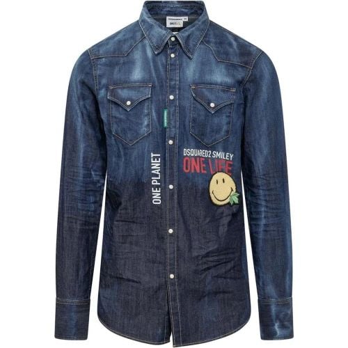 X Smiley Denim Shirt - Größe 48 - Dsquared2 - Modalova