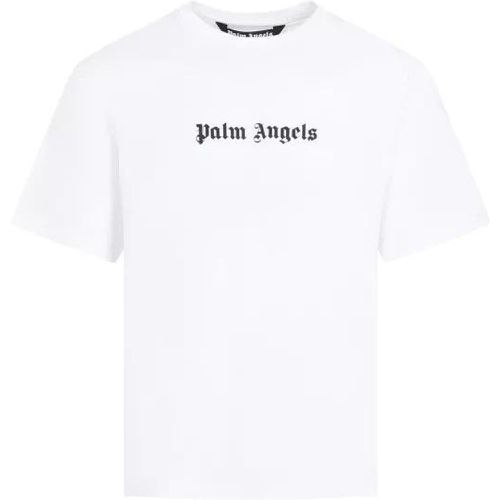 Logo Slim White Black Cotton T-Shirt - Größe XL - white - Palm Angels - Modalova