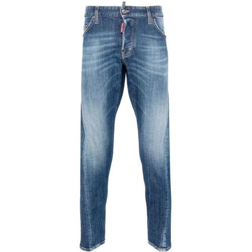 Navy Blue Cotton Jeans - Größe 48 - Dsquared2 - Modalova