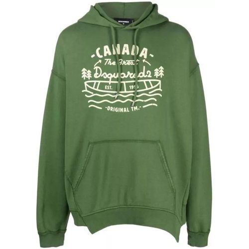 Graphic-Print Verde Cotton Hoodie - Größe L - Dsquared2 - Modalova