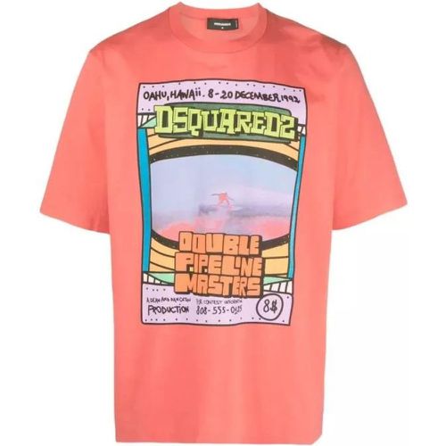 Graphic-Print Multicolor Cotton T-Shirt - Größe M - orange - Dsquared2 - Modalova