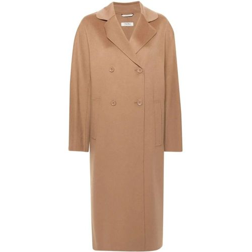 Caramel Brown Virgin Wool Brushed Coat - Größe 34 - Max Mara - Modalova