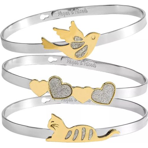 Armband - Bangle Motive Set - Gr. M - in Silber - für Damen - Megan & Friends - Modalova