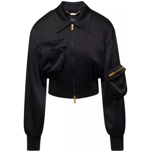 Black Cropped Jacket With Macro Patch Pockets In S - Größe 40 - black - Blumarine - Modalova