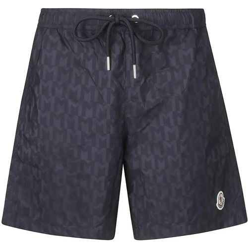 Blue Swim Shorts With Logo - Größe L - Moncler - Modalova