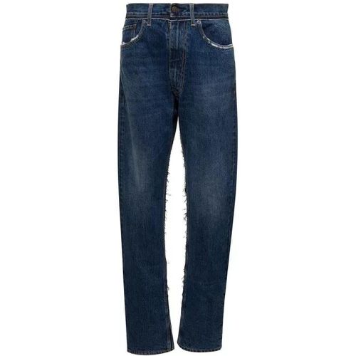 Blue Five-Pocket Jeans With Rips In Cotton Denim - Größe 28 - blue - Maison Margiela - Modalova