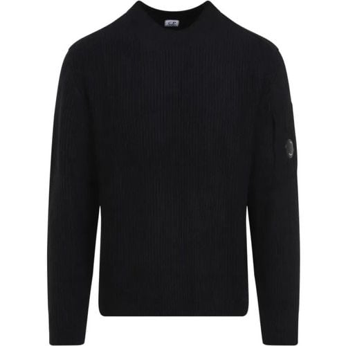 Black Wool Ribbed Sweater - Größe L - CP Company - Modalova