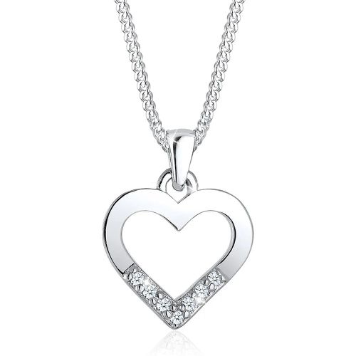 Halsketten - Halskette Herz Liebe Diamant (0.035 ct.) 925 Silbe - Gr. unisize - in Silber - für Damen - Elli - Modalova