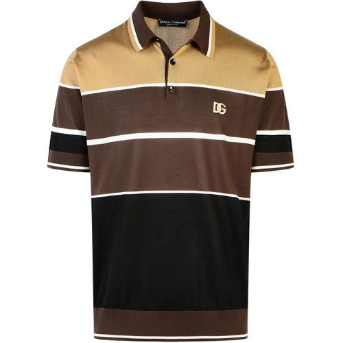 Brown Silk Polo Shirt - Größe 48 - Dolce&Gabbana - Modalova