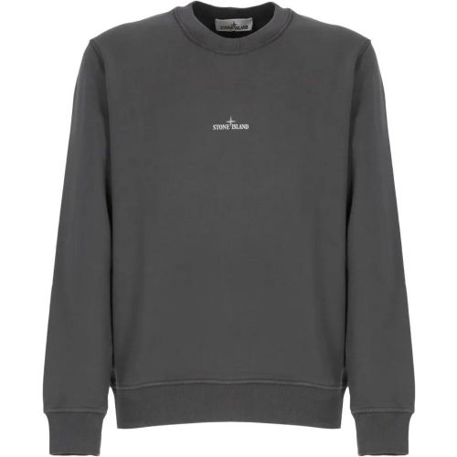 Grey Cotton Sweatshirt With Logo - Größe L - Stone Island - Modalova