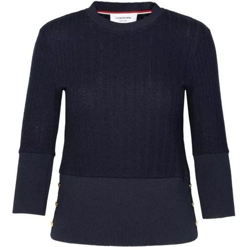 Navy Virgin Wool Sweater - Größe 38 - black - Thom Browne - Modalova