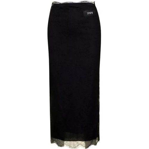 Midi Black Skirt With Re-Edition Patch In Chantill - Größe 40 - black - Dolce&Gabbana - Modalova