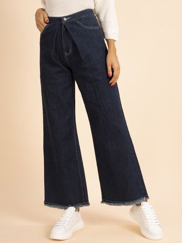 Dark blue washed denim wide leg Jeans - Just Fashion Now - Modalova