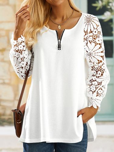 Loose Casual Lace T-Shirt - Modetalente - Modalova