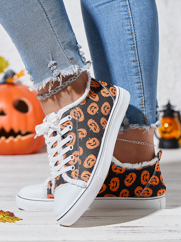 Halloween Pumpkin Pattern Canvas Shoes - Modetalente - Modalova