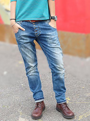 Button Down Pockets Denim Jeans Jeans - Modetalente - Modalova