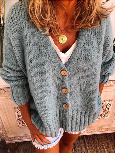 Buttoned Casual Sweater coat - Modetalente - Modalova