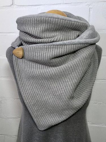 Gray Casual Plain Knitted Scarf - Modetalente - Modalova