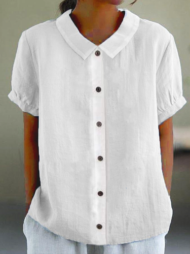 Cotton Linen Plain Blouse - Just Fashion Now - Modalova