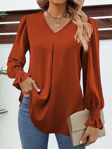 Casual Flare Sleeve Chiffon Shirt - Just Fashion Now - Modalova