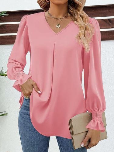 Casual Flare Sleeve Chiffon Shirt - Just Fashion Now - Modalova