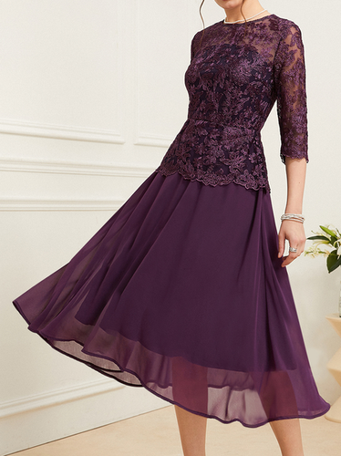 Plain Elegant Regular Fit Chiffon Dress - Just Fashion Now - Modalova