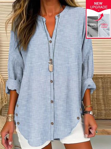 Casual Shirt Collar Cotton Blouse - Modetalente - Modalova