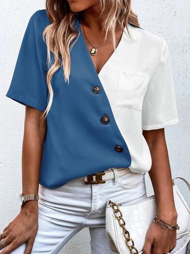 Color Block Casual Loose Shirt - Just Fashion Now - Modalova