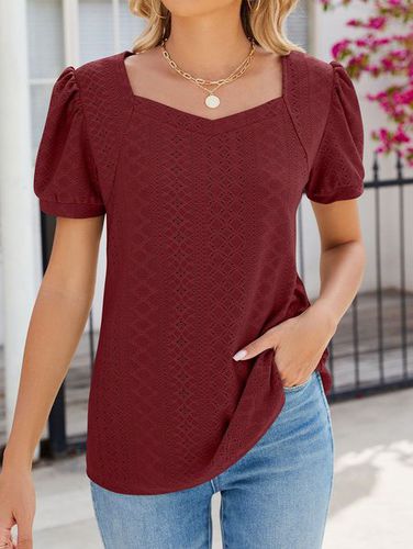 Casual Loose Sweetheart Neckline T-Shirt - Just Fashion Now - Modalova