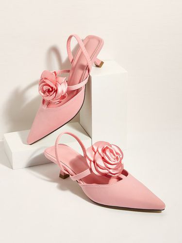 Elegant Rose Satin Kitten Heeled Slingback Pumps - Modetalente - Modalova