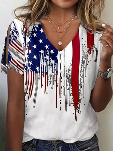 Casual America Flag T-Shirt - Just Fashion Now - Modalova