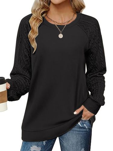 Women's Long Sleeve Shirt Spring/Fall Light Khaki Plain Crew Neck Raglan Sleeve Daily Going Out Casual Top - Just Fashion Now - Modalova