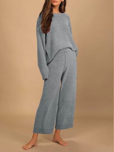 Long Sleeve Casual Loose Plain Two-Piece Set - Just Fashion Now - Modalova