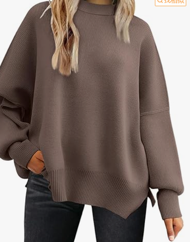 Long Sleeve Loose Casual Crew Neck Sweater - Just Fashion Now - Modalova